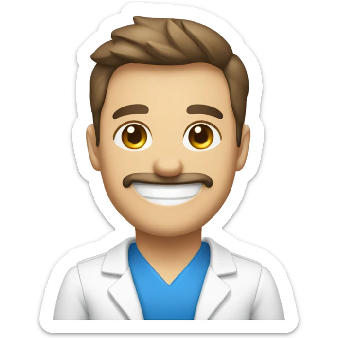 pintor profesional, sonriendo con el dedo pulgar arriba y de preferencia con ropa azul y blanco sticker