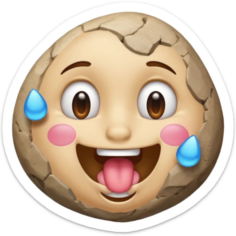 drooling emoji and on its top two ear emoji and one rock hand emoji sticker