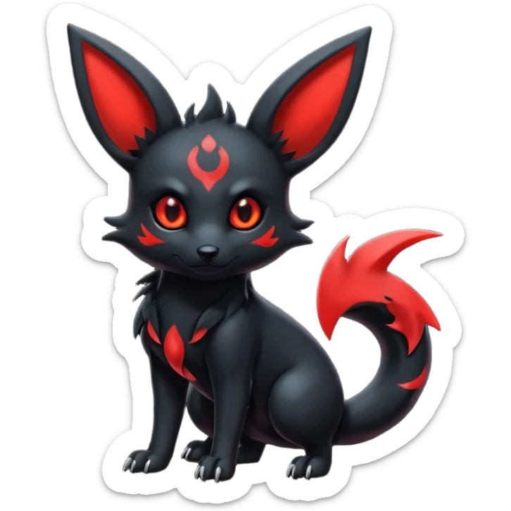  Shiny edgy dark gloomy red gothic cool badass emo-Umbreon-Salandit-Flareon-fusion sticker