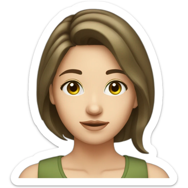 cocasian young adult woman with brown hair and olive green eyes sticker
