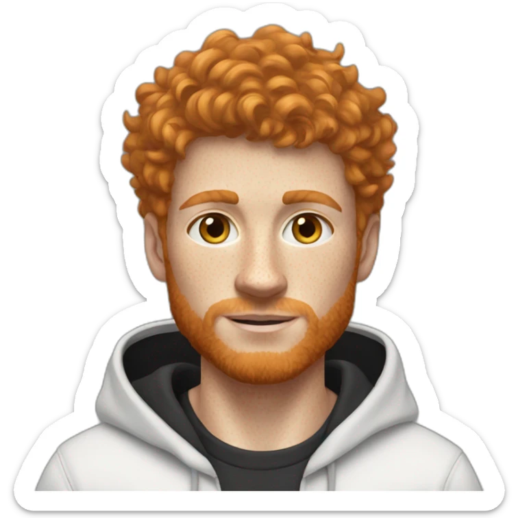 Ginger scruffy hair slightly curly. Hazel eyes and freckles. Black Nike tracksuit full body. Clean shaven sticker