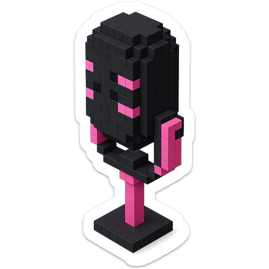 BLACKPINK-inspired gothic microphone, no hearts, blocky and stylish, black and pink palette sticker