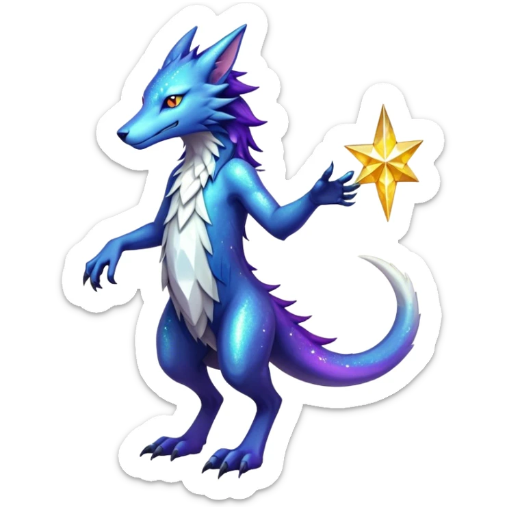 Epic Edgy Colorful ethereal eldritch Sergal-shiny sparkle starry Serval-Fionbri full body sticker