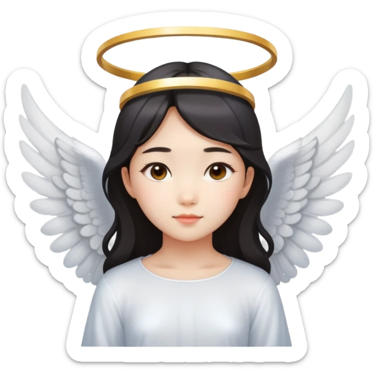 Asian girl with angel wings and halo sticker