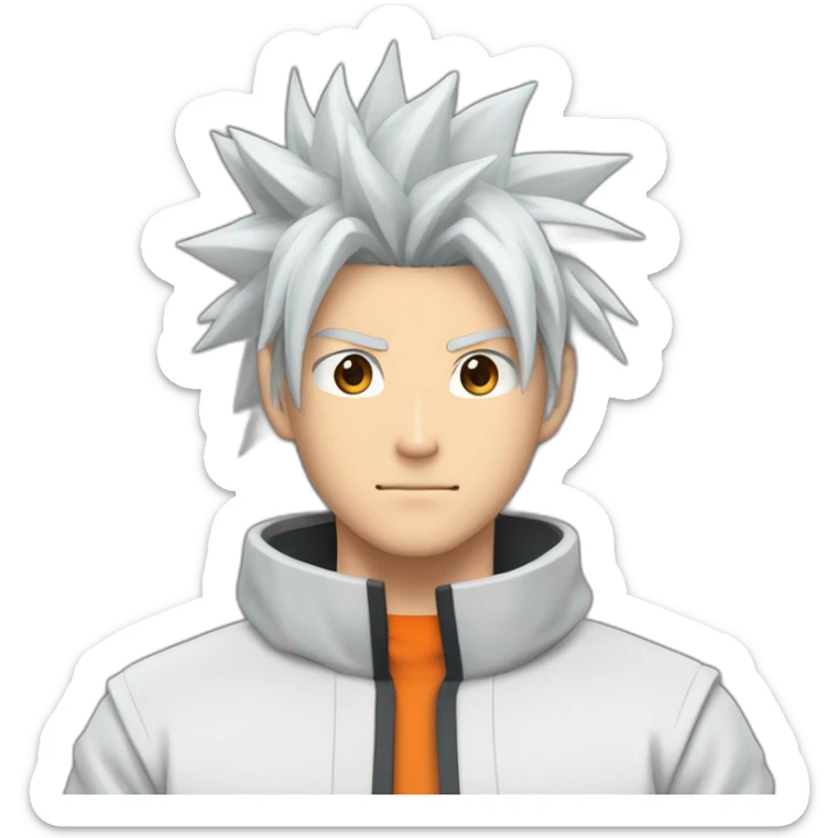 Naruto's man looks like he has hair like Goku's and wears an akchuki outfit sticker