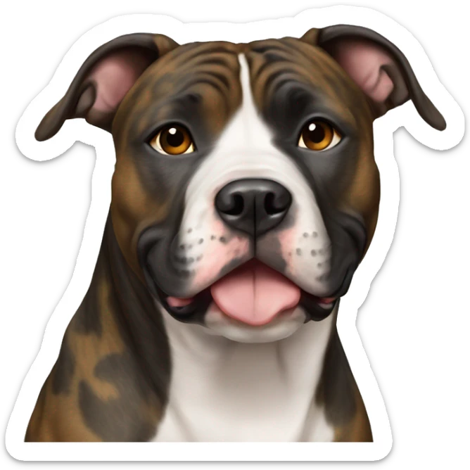 Black and Blonde Brindle Female American Staffordshire Terrier with brown eyes sticker