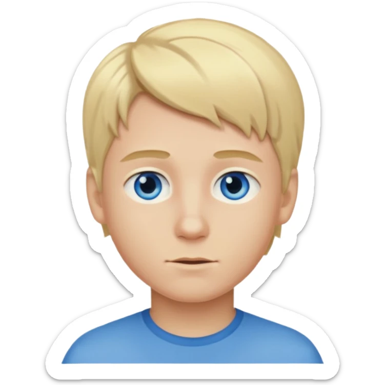 Emoji chlopak z blond włosami które będą rozsztrzepane i niebieskimi oczami sticker