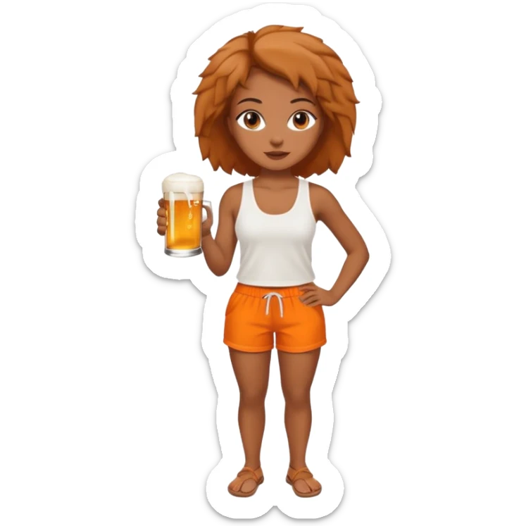 Hot wife in tank top and big boobs young African american, like picture three but put a beer in her hand and white top with orange shorts sticker