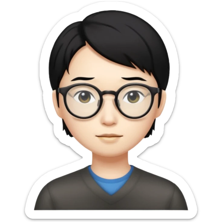 Asian, black hair, glasses, fully naked, Nude man, penis, testicles, boyish, ass sticking out, asshole, butthole, no muscles sticker