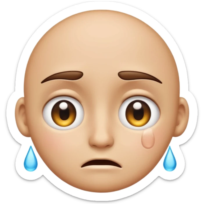 cartoon emoji with tiny eyes, tears forming and then reversing back into the eyes sticker