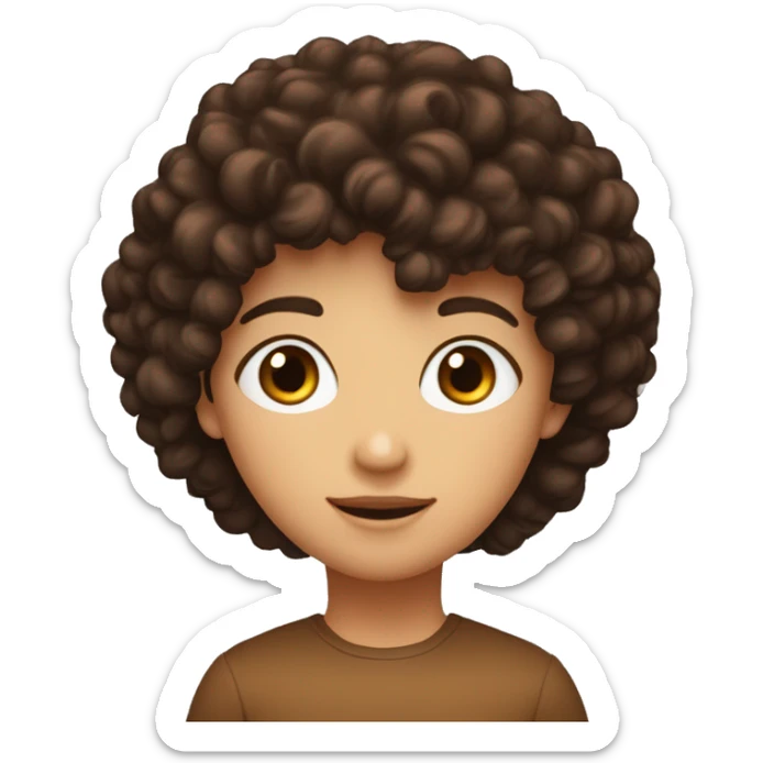 Un garçon brin au cheveux noir bouclé et les yeux marrons et une fille blanche au cheveux marron et les yeux marrons  sticker