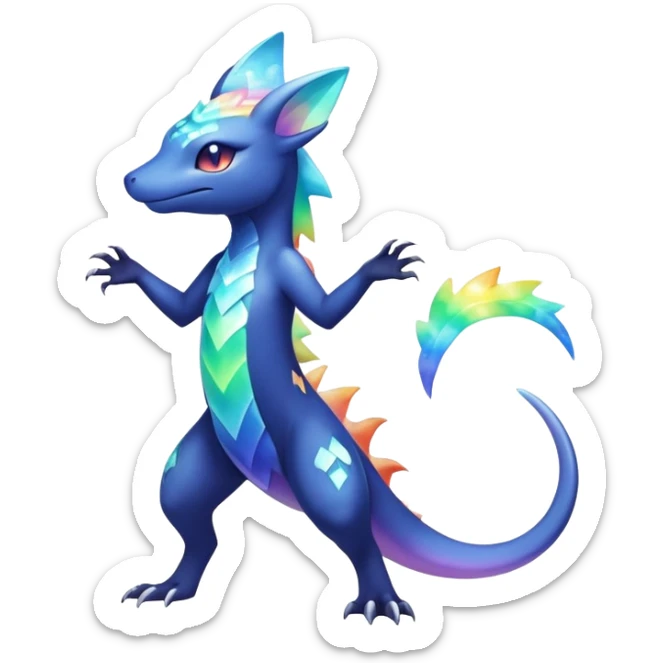 Rainbow crystalic Shiny pastel Nebulae Salandit-Meowstic-Noibat-Fakémon-hybrid-creature (full body)  sticker