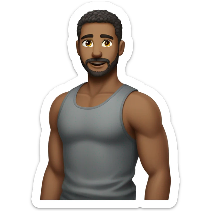 confident man with facial hair wearing a tank top sticker