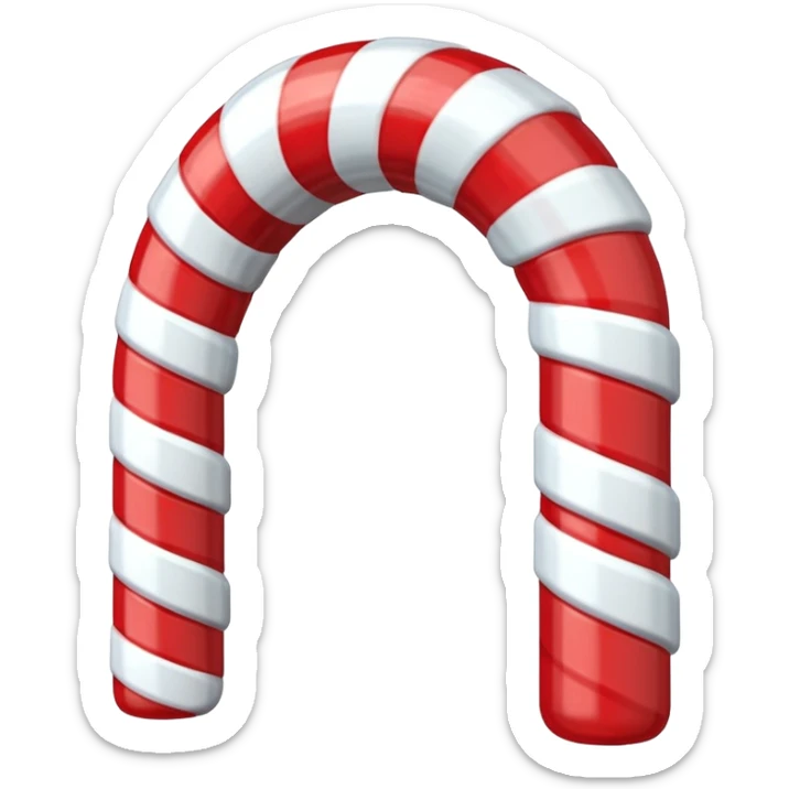 3D render of Candy Cane Arch, made entirely of dessert materials, glistening sugar crystal texture, glossy red and white striped hard candy, delicious confectionery aesthetic, Apple emoji style, isolated on white background --v 6.0. sticker