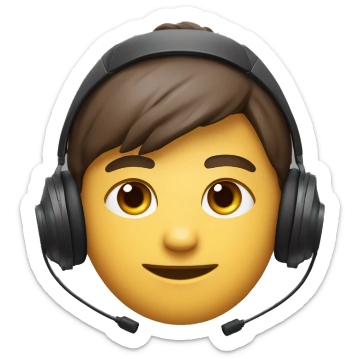 Gamer, Glatze, schwarzes Headset mit schwarz-grünen Katzenohren, kurzer rot-brauner Vollbart, grau-blaue Augen, Hoodie mit kapuze sticker