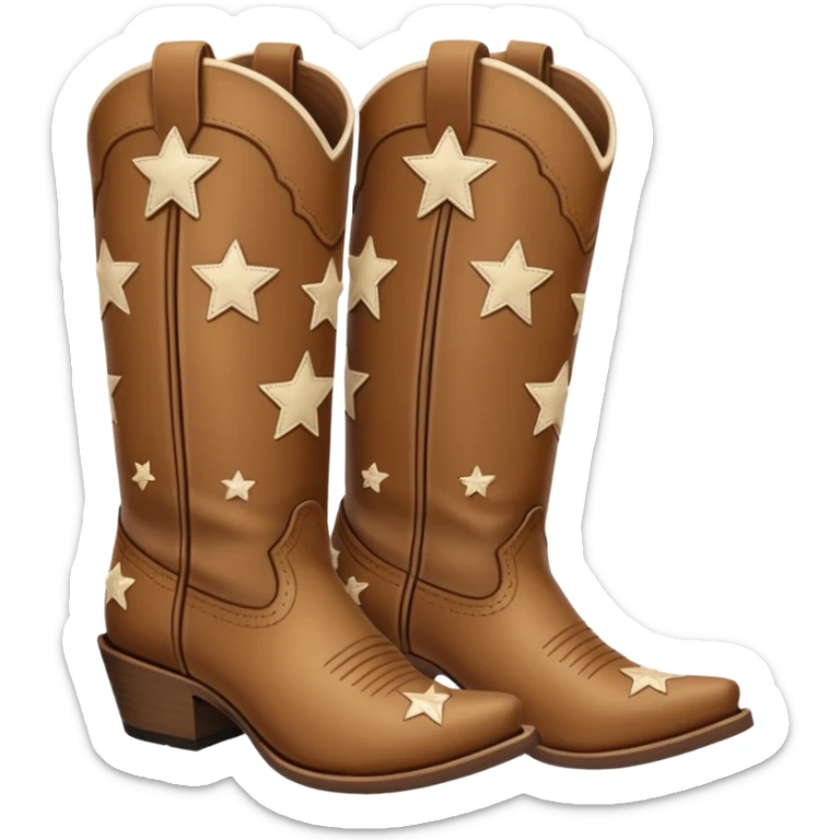 light brown cowgirl boots with lots of cream stars sticker