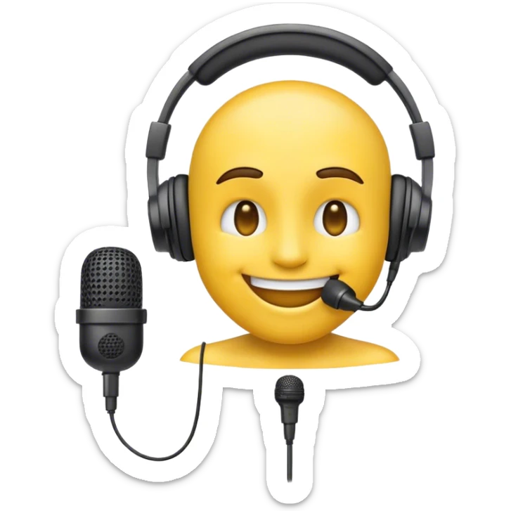 Emoji with headphones on his head and a microphone near his mouth sticker
