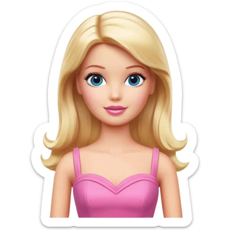 Barbie doll with blonde hair and pink dress sticker