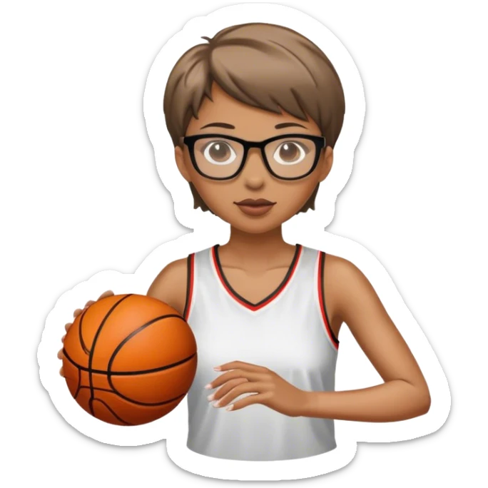 women with short hair and glasses playing basketball sticker