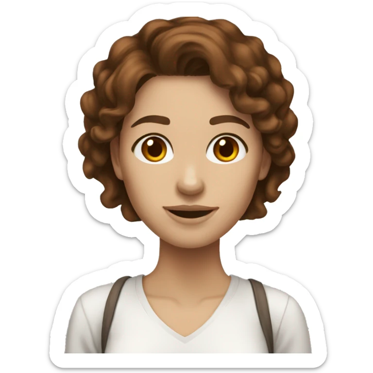 Brown hair, white skin, woman. University of Texas Longhorn clothes sticker