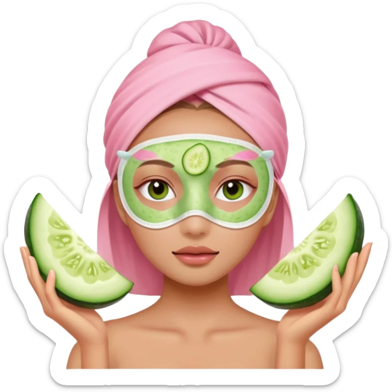 girl with a pink skincare face mask sticker