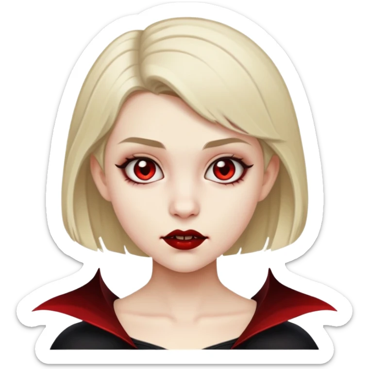 teenage vampire girl with short dark blonde hair and white skin sticker