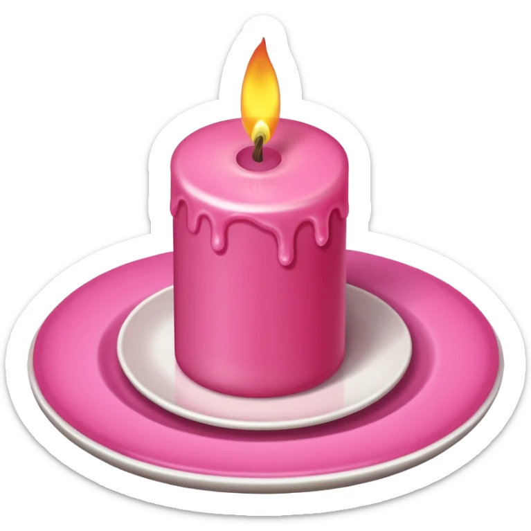 A drawing of a flaming pink candle that could be used at a romantic dinner table. The camera should be isometric at a high angle. sticker