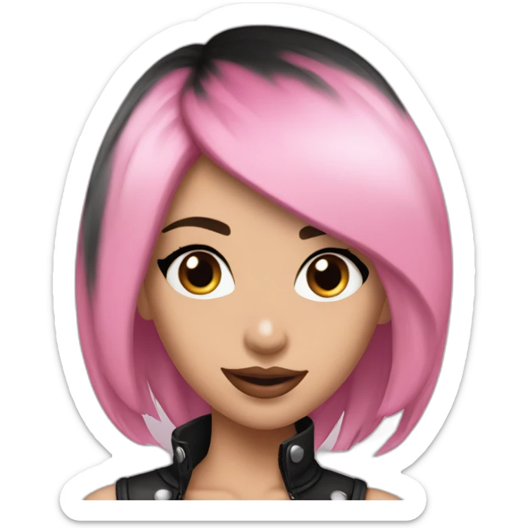 sexy; rock; leather; girl; pink and black hair; sticker
