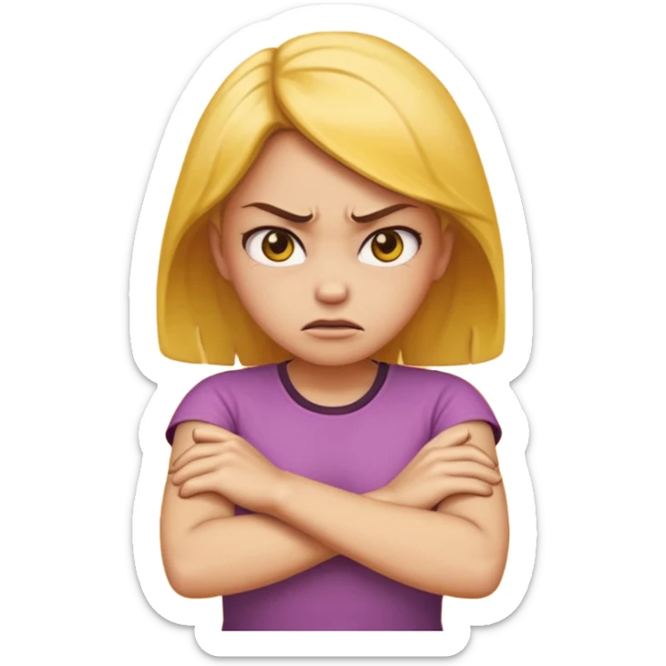 angry face girl emoji with arms crossed over each other in front  sticker