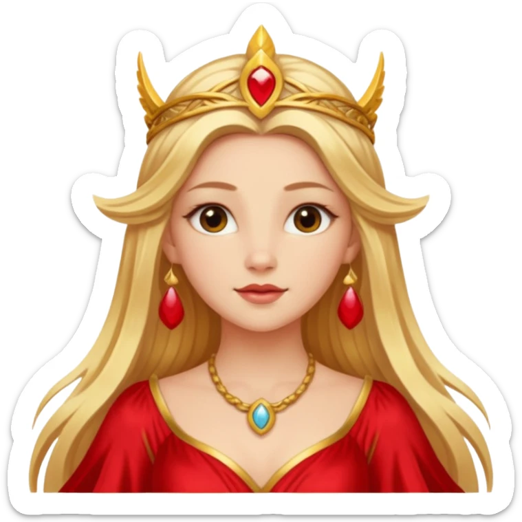 Freya, Goddess of Love from Gods and Goddesses with long golden blonde hair, red outfit sticker