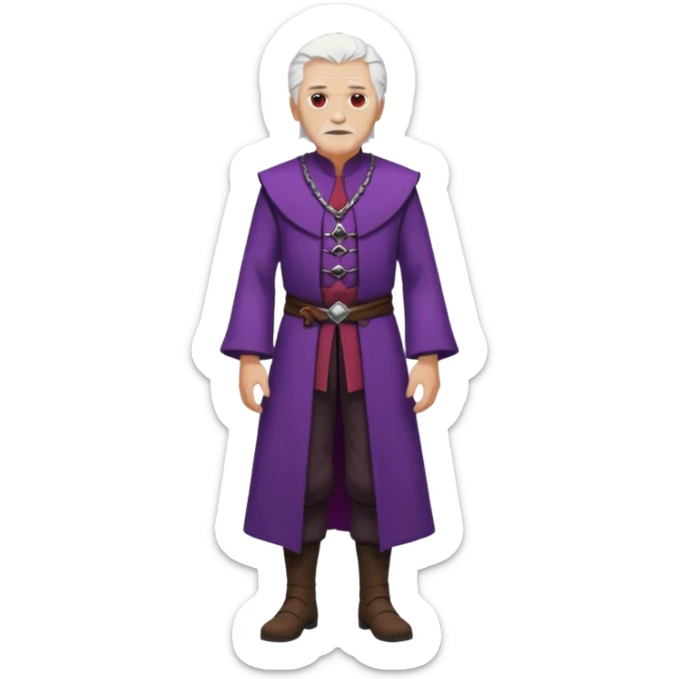 a white haired old man with purple eyes standing, full body, in Targaryen themed clothes, clothes aren't purple  sticker