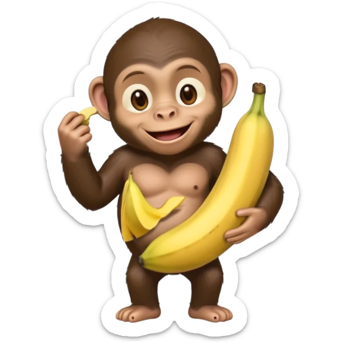 cute emoji of chimpanzee named Chimpanzini Bananaini using a banana as a tool to fix a broken heart sticker