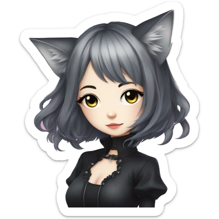 Edgy Kawaii Cute Cool Beautiful Elegant Pretty Anime Gothic Catgirl sticker