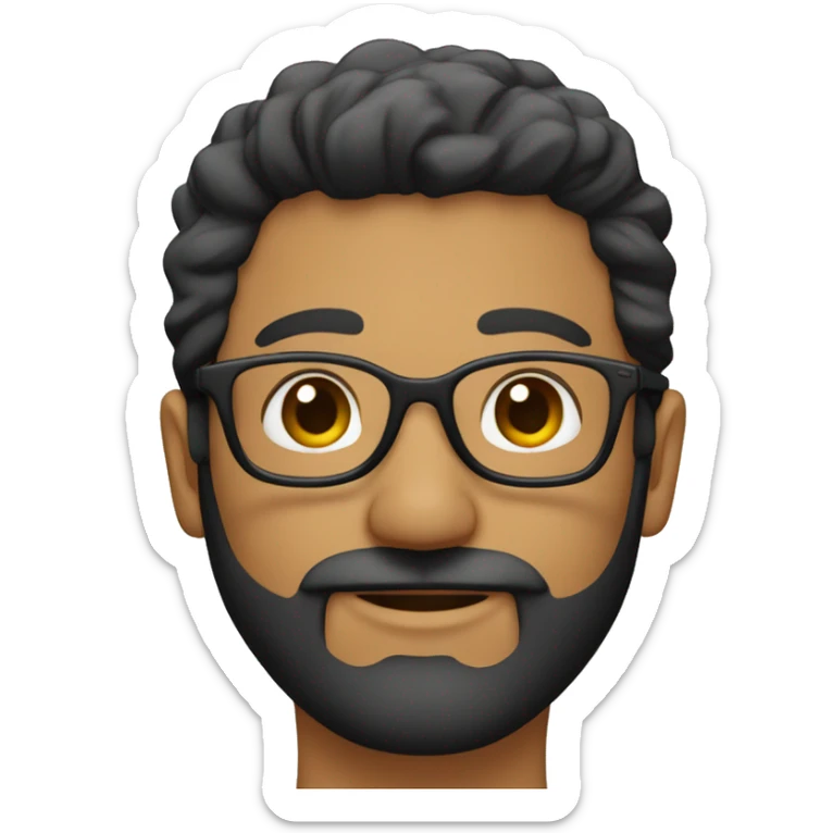 Hombre de 30 años con gafas y barba y pelo corto negro sticker