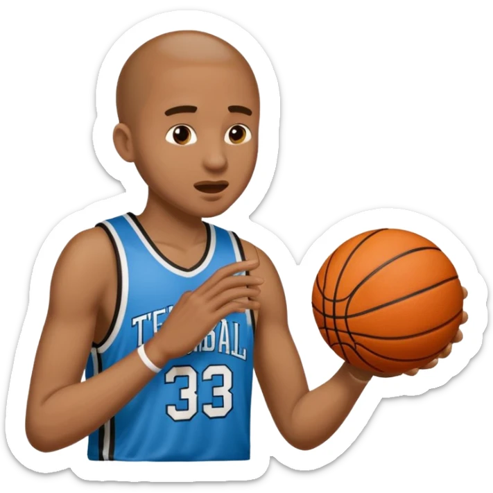 Fais un emoji qui est la célébration d’un joueur qui a un doigt sur sa tempe et un autre doigt de son autre main sur sa bouche qui fait chut  sticker