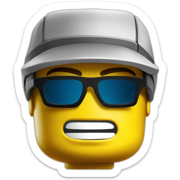 Lego head of tennis player in sport sunglasses and sport cap sticker