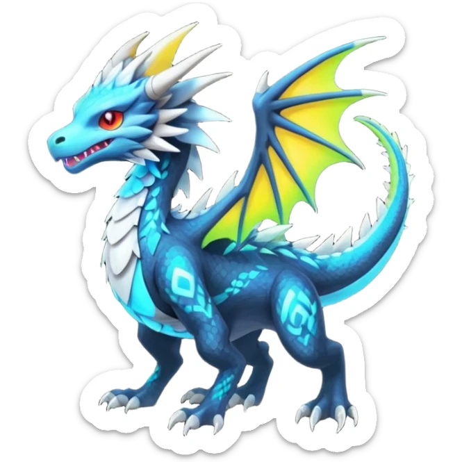 Neon Vibrant Pulsating Trail-glowing Chromatic Trico-Silvally-Dragon-fusion-hybrid sticker