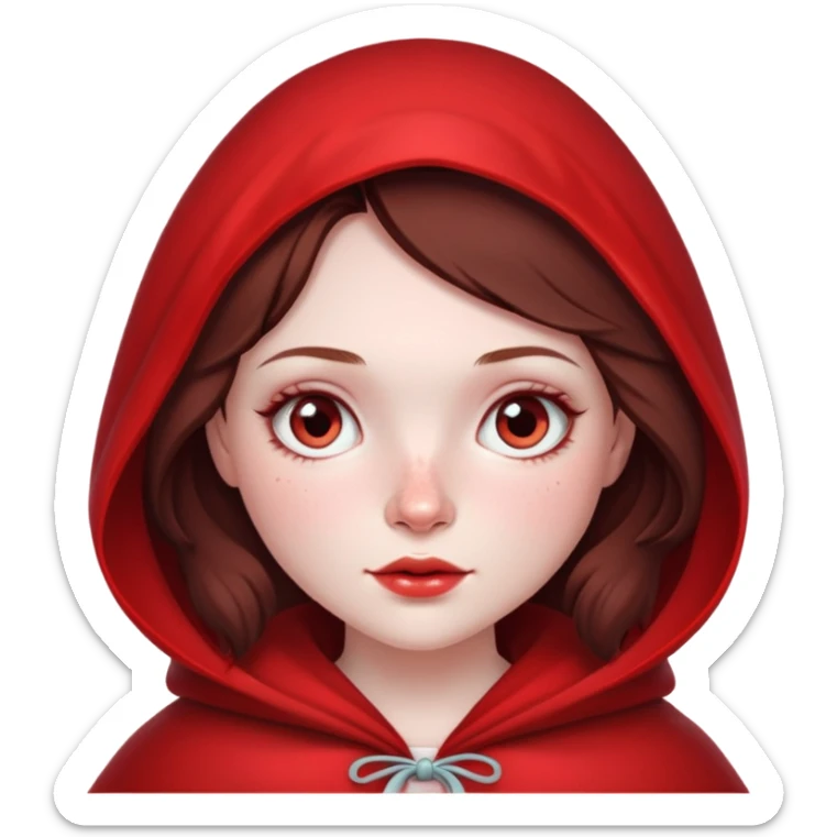 Little red riding hood, pale skin with freckles dark brown hair sticker