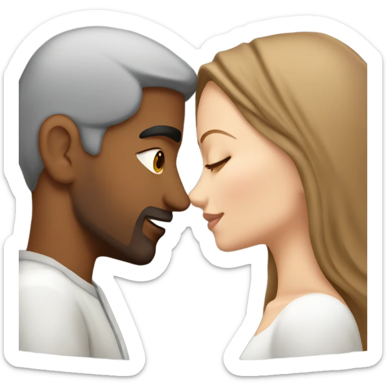 Arabian man and white girl with brown hair kissing sticker