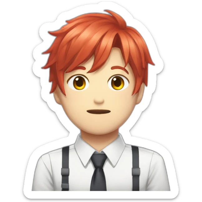 makima from chainsaw man with tied red hair a shirt and a a tie sticker