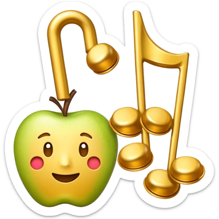 drei musiknoten in goldfarben ähnlich dem apple noten-emoji sticker