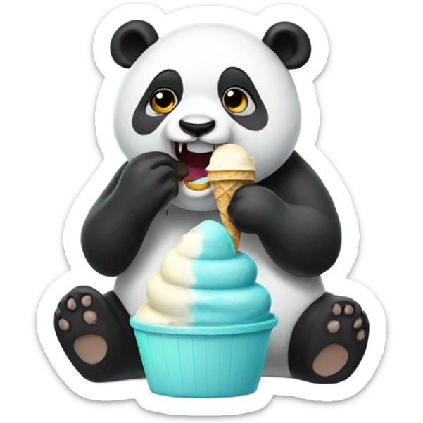 Panda eating ice cream sticker