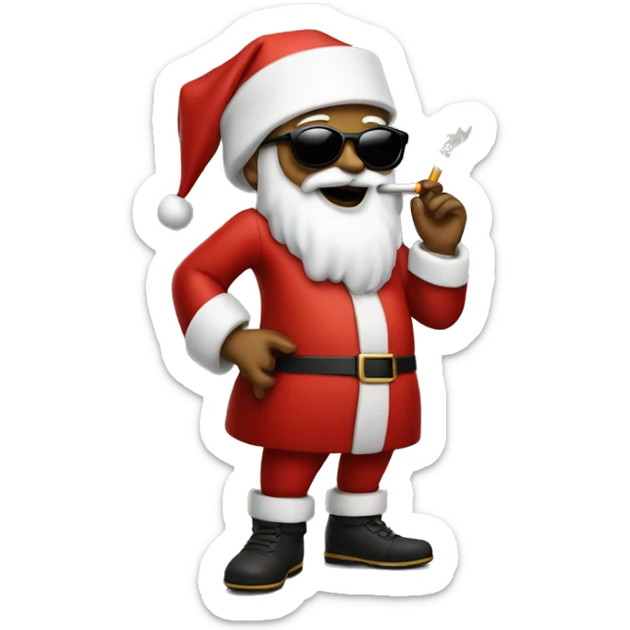 "Fashionable Santa with sunglasses and a cigarette in his mouth and microphone in other hand" sticker