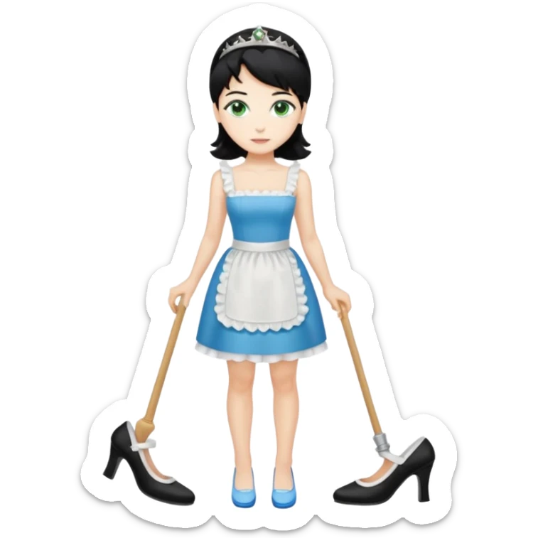 King, black hair, body, legst, blue eyes, shoes, maid blonde hair, green eyes, sexy short sleveless White dress, shoes sticker