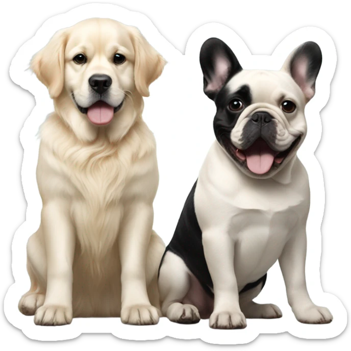 English cream golden retriever and an oreo colored frenchie as best friends sticker