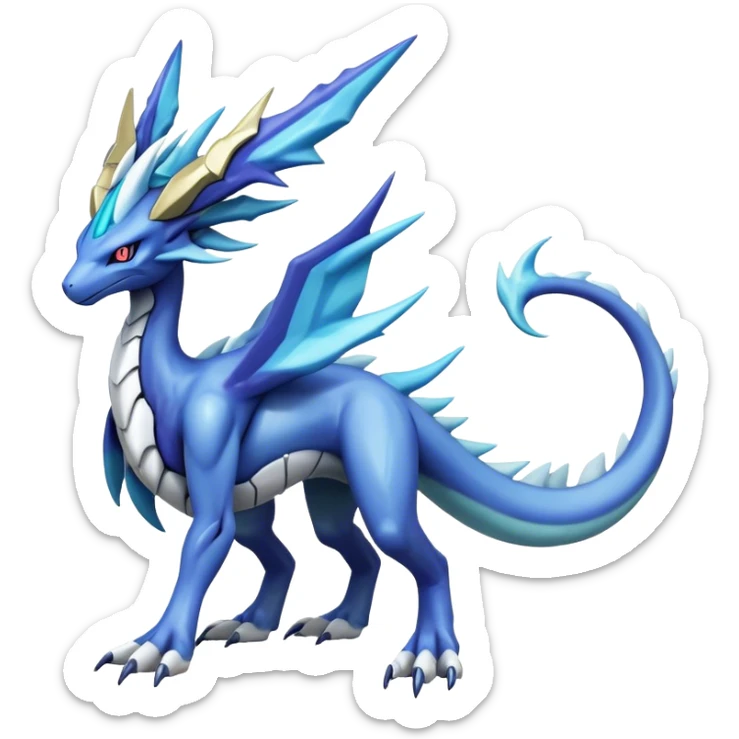  Cool Edgy Shiny Godly Ethereal Futuristic Legendary Digimon-Suicune-Dialga-Kyurem-Latios-Reptile, full body, four legs sticker