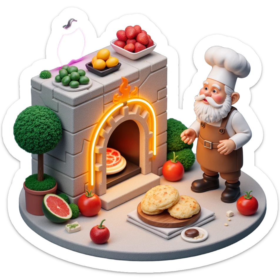 A transcendent baker manipulating timelines and alternate realities to bake. Ingredients phase in from other dimensions, and the oven warps space itself. UI is fragmented, shifting, and surreal—portals, time loops, and morphing recipe glyphs. sticker