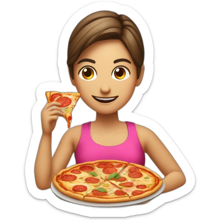 Italiana comiendo pizza en la prensa de piernas en el gimnasio sticker