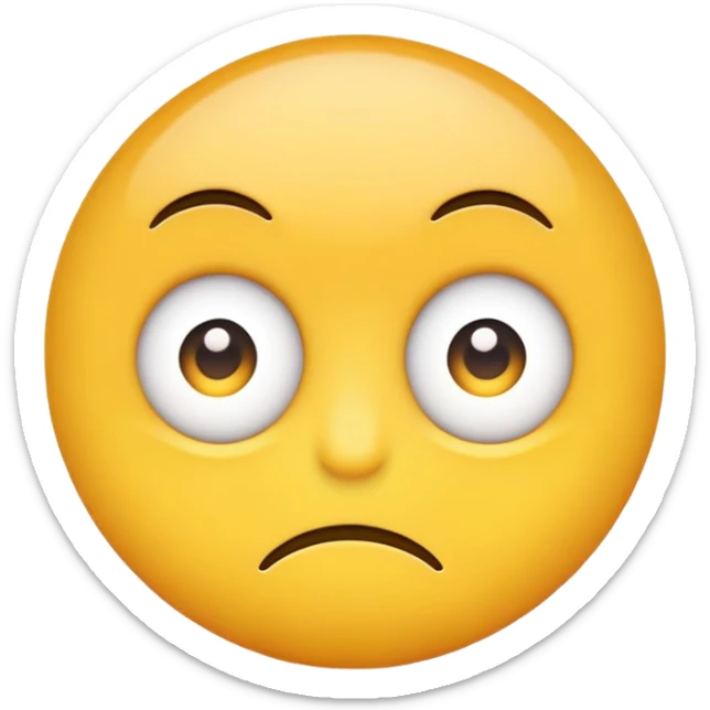 Generate an image of a yellow circle emoji with eyes looking to the side, showing a skeptical or unimpressed expression sticker