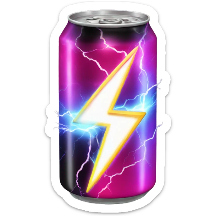 Create an emoji of a glowing energy drink can with a lightning bolt, use colors: red, black, white sticker